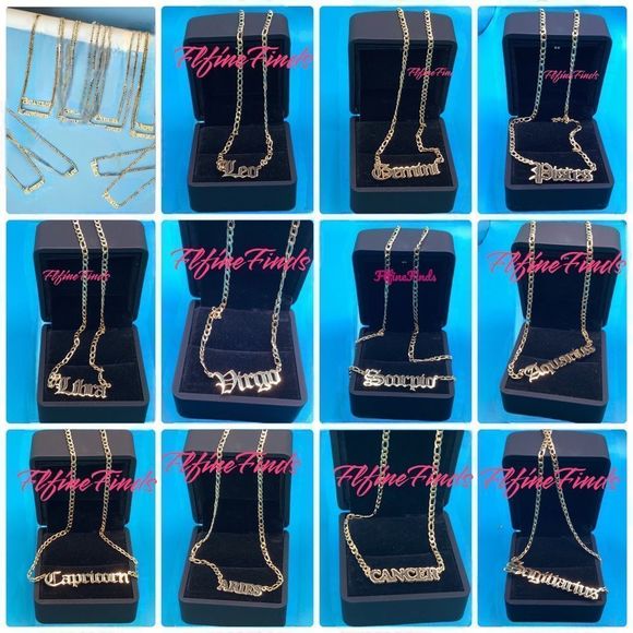 ⭐️Scorpio nameplate 14k Gold plated Figaro necklace ⭐️ - Picture 3 of 14